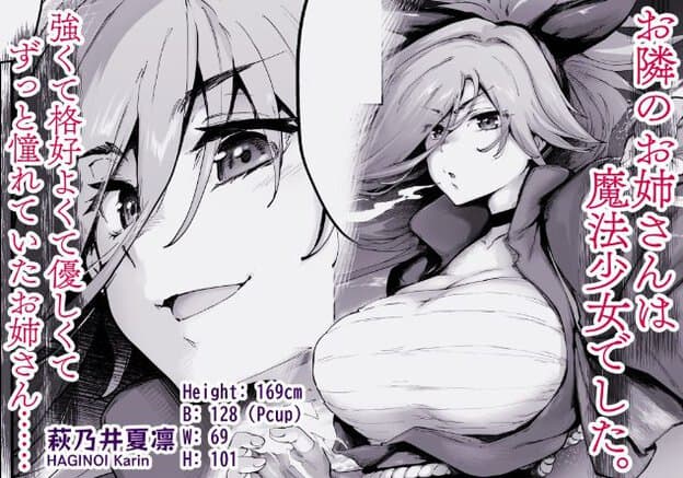 長い髪の女性の顔と上半身を大きく配置した紹介画像。非常に大きな胸を布で覆っている。目を細め、口角をわずかに上げた穏やかな表情をしている。